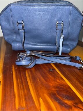 Coach Navy Pebble Leather Crossbody Satchel